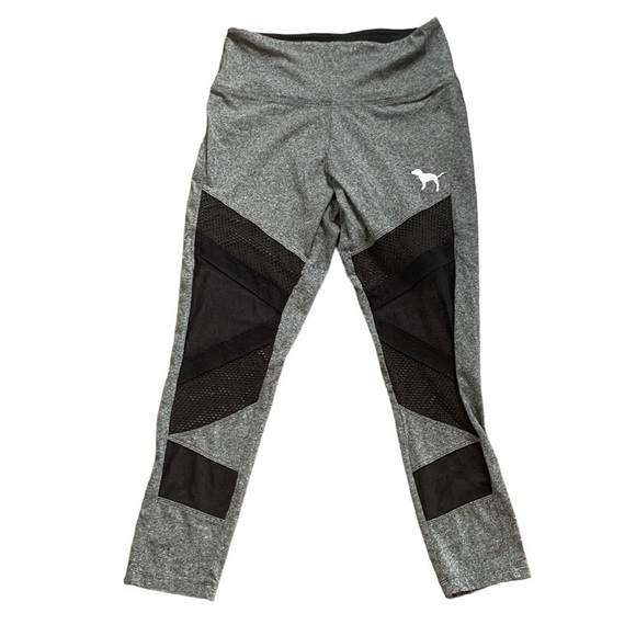 PINK Victoria’s Secret Gray Mesh Ankle Workout‎ Sport Leggings Size M - Picture 1 of 6